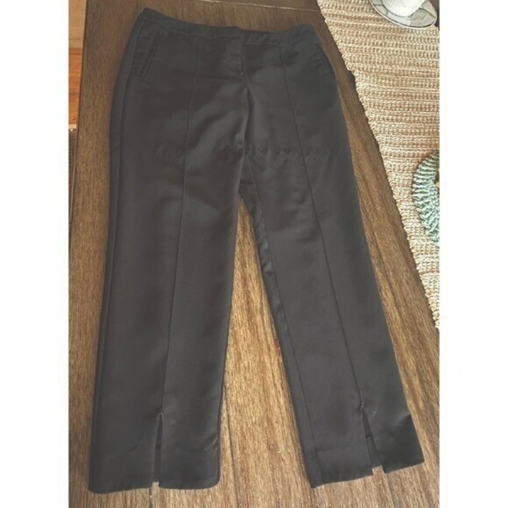 Adrianna Papell Black Career Pants Ankle Slit Stretch Women's Size 12